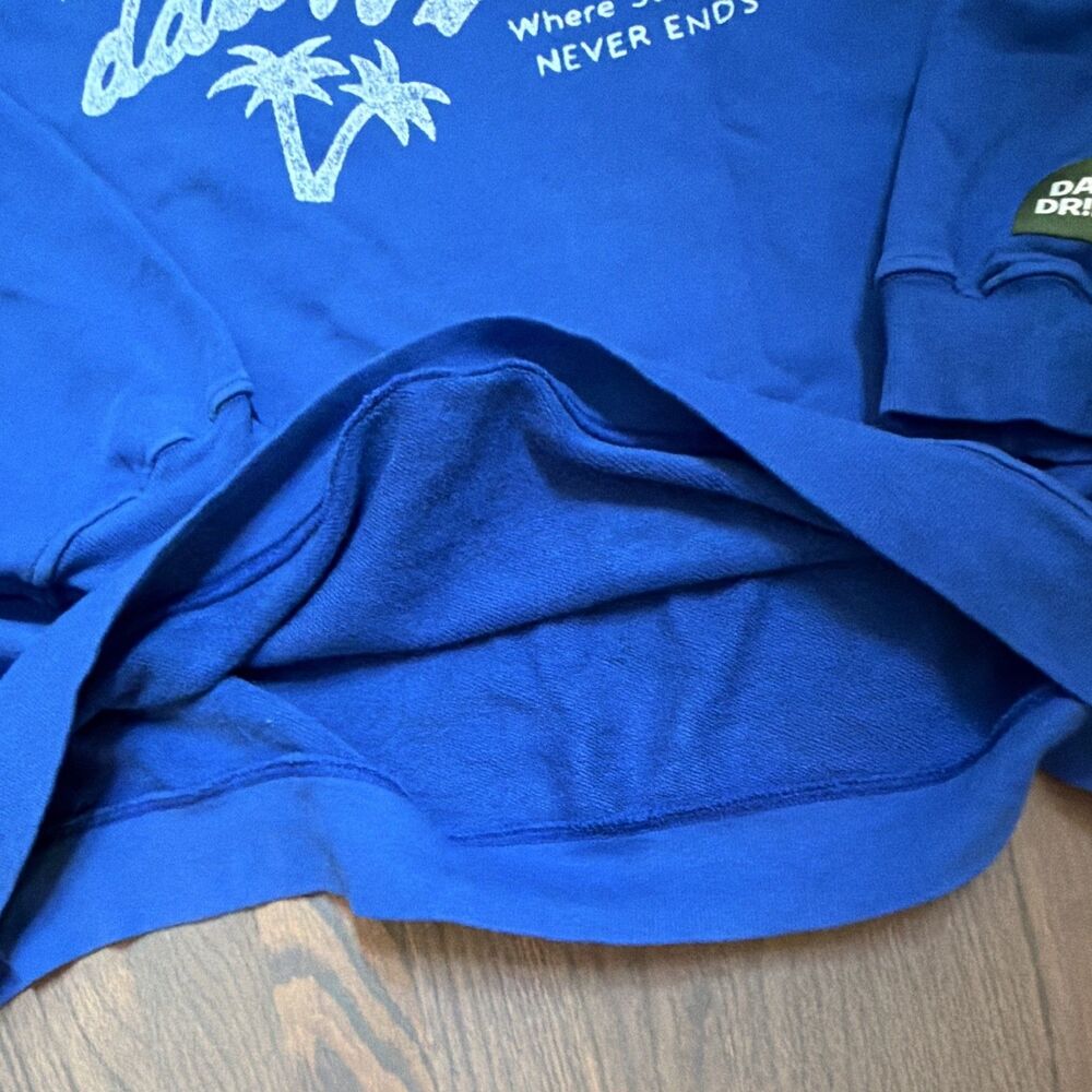 DAILY DRILLS Blue Fleece Graphic Logo Crewneck Pullover Sweatshirt Beach Large/X - Picture 6 of 7